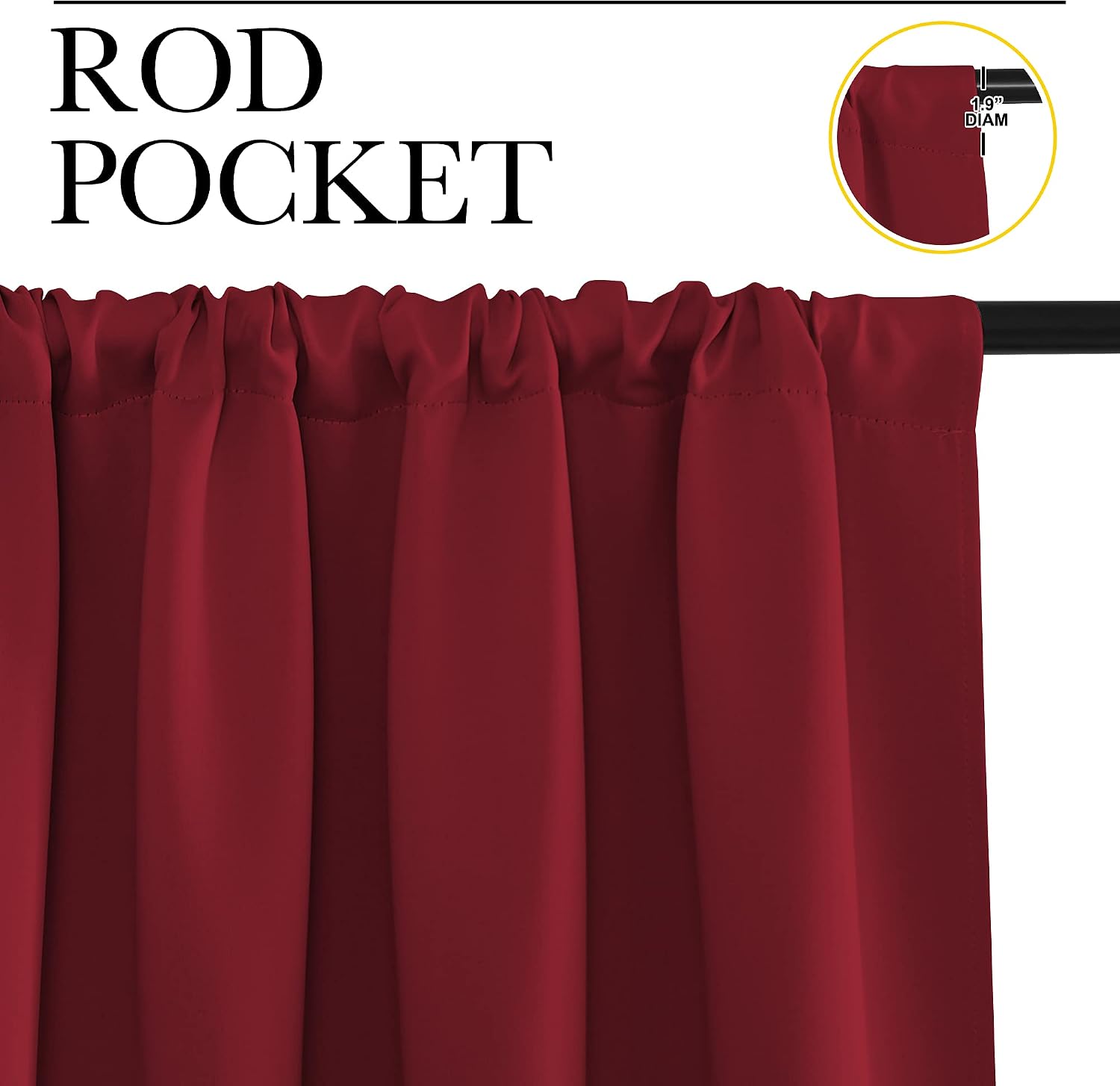 NICETOWN Christmas Burgundy Blackout Curtains and Drapes - Thermal Insulated Solid Rod Pocket Blackout Draperies/Panels for Gift (1 Pair…