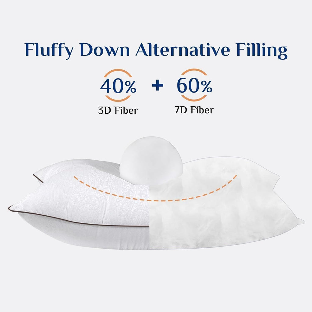 JOLLYVOGUE King Size Pillows Set of 2 for Sleeping, Soft and Supportive Bed Pillows with Down Alternative Filling for Side and Back…