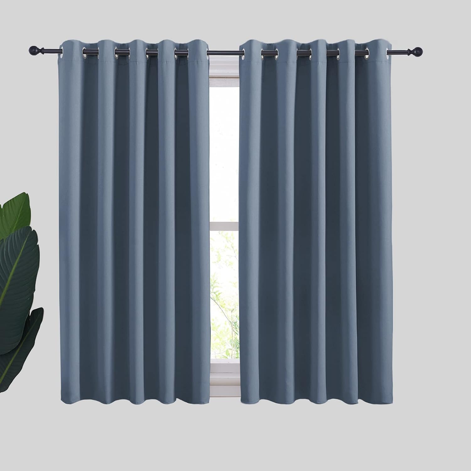 NICETOWN Thermal Insulated Curtains Blackout Draperies, Window Treatment Solid Grommet Room Darkening Drape Panels for Bedroom (Stone…