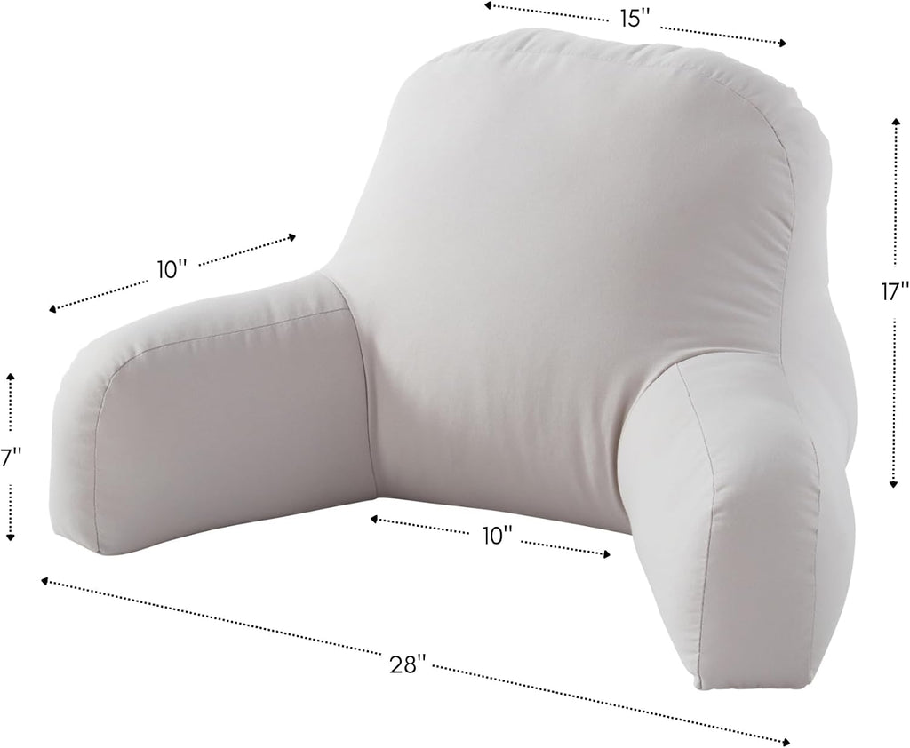 Greendale Home Fashions Cotton Duck Bed Rest Reading Pillow with Arms, Gray