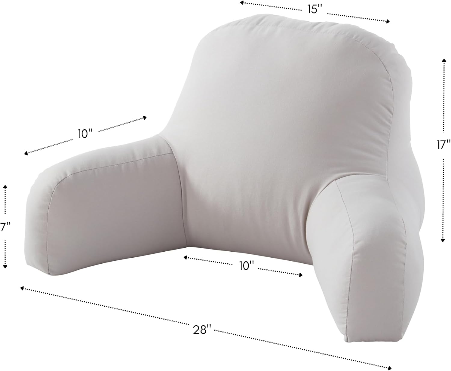 Greendale Home Fashions Cotton Duck Bed Rest Reading Pillow with Arms, Gray