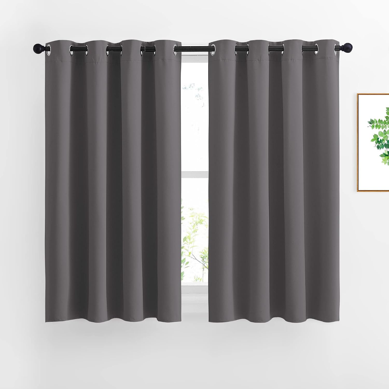 Nicetown Blackout Short Kitchen Window Curtains for Bedroom - Window Treatment Thermal Insulated Solid Grommet Blackout Drapes for Living R…
