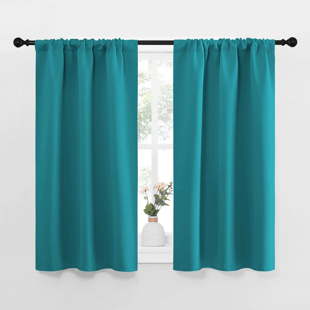 NICETOWN Peacock Blue Blackout Curtains Panels for Window, Thermal Insulated Rod Pocket Blackout Drapes/Draperies for Living Room (2…