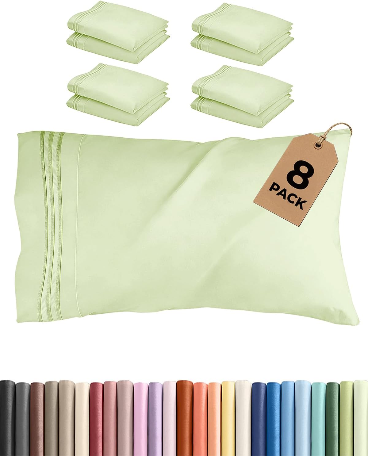 King Standard Pillow Cases Set of 8 - Ultra Soft Hotel Quality Pillowcase Covers - Comfy & Wrinkle Free - Shrink & Fade Resistant…