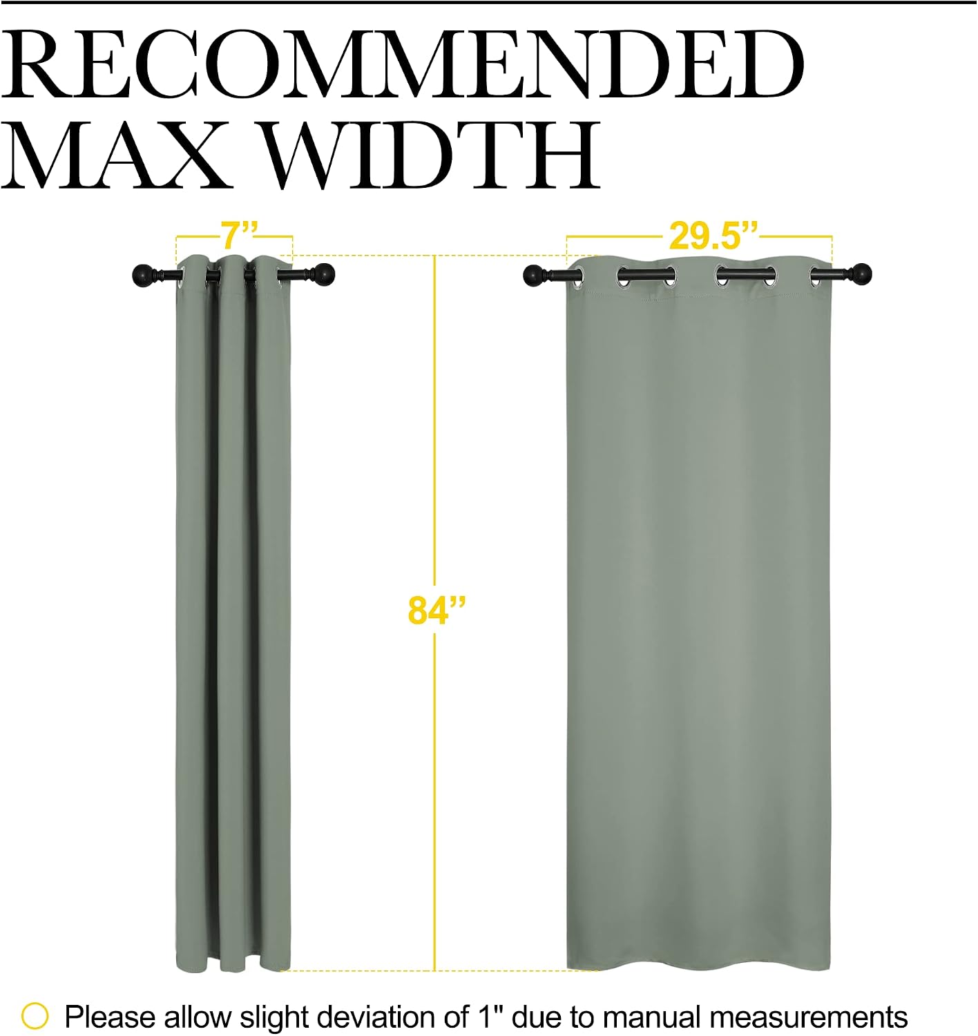 NICETOWN Window Curtain Panels, Thermal Insulated Solid Grommet Blackout Draperies/Drapes for Basement (Greyish Green, 1 Pair, 34 by…