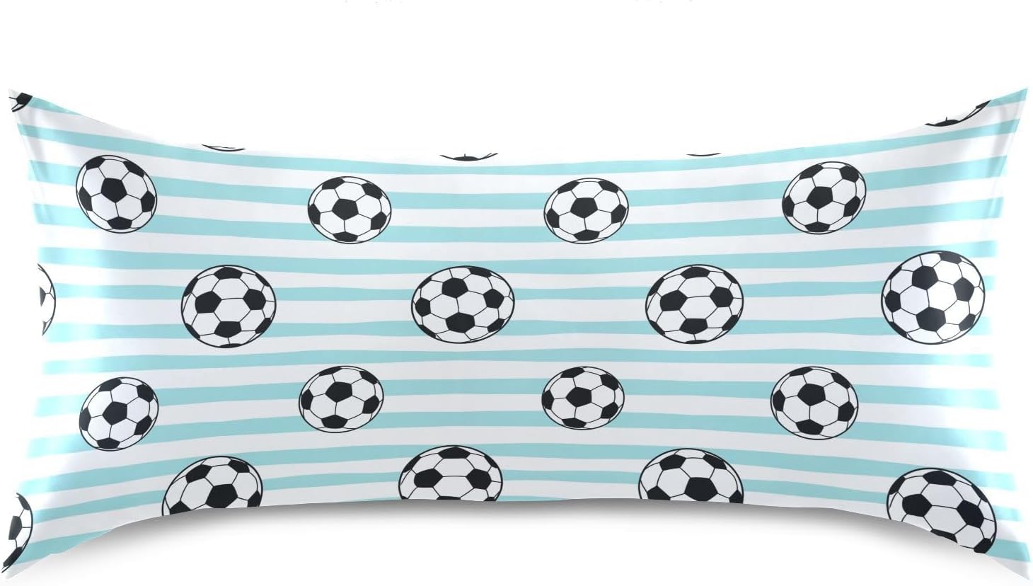 Soccer Blue Stripe Pillow Covers Silk Pillowcase for Hair and Skin Breathable Silky Soft Satin Pillowcase Queen Size Pillow Case for…
