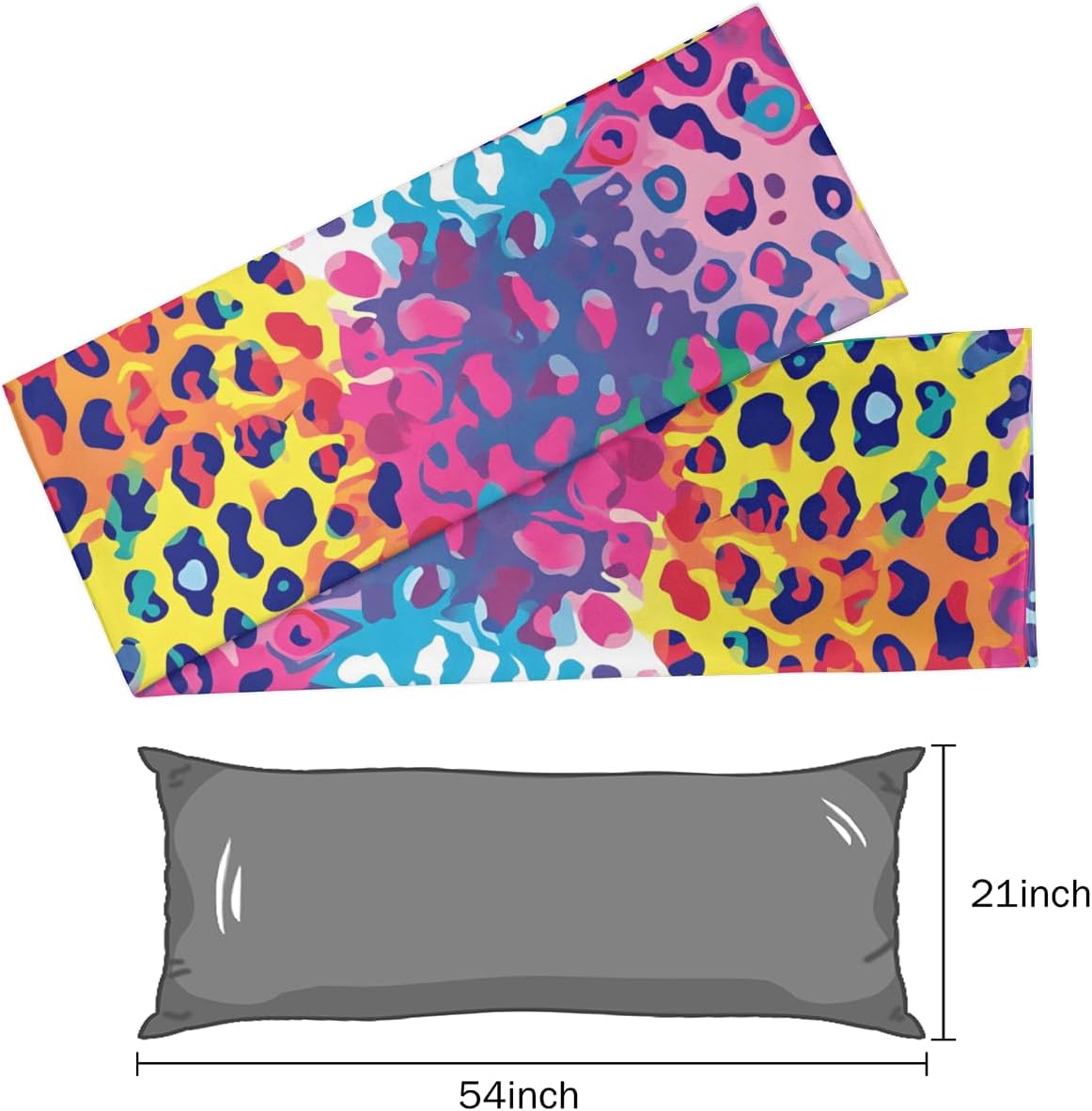 Colorful Leopard Body Pillowcase with Zipper, 20x54 Satin Pillowcase for Hair and Skin, Girls Teens Smooth Full Body Pillow Cases Bedroom…
