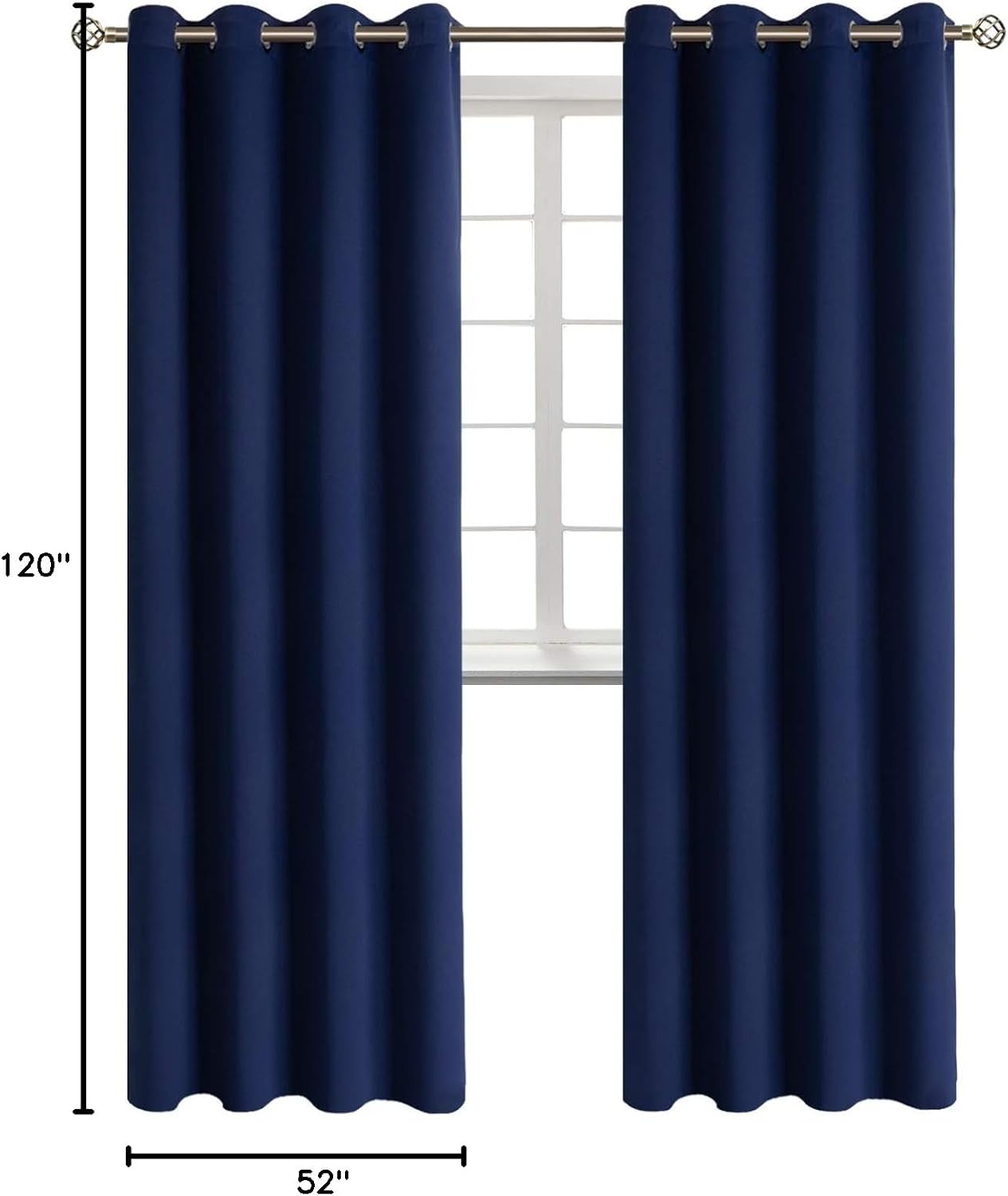 BGment Blackout Curtains - Grommet Thermal Insulated Room Darkening Bedroom and Living Room Curtains, Set of 2 Panels (52 x 120 Inch, Navy)…