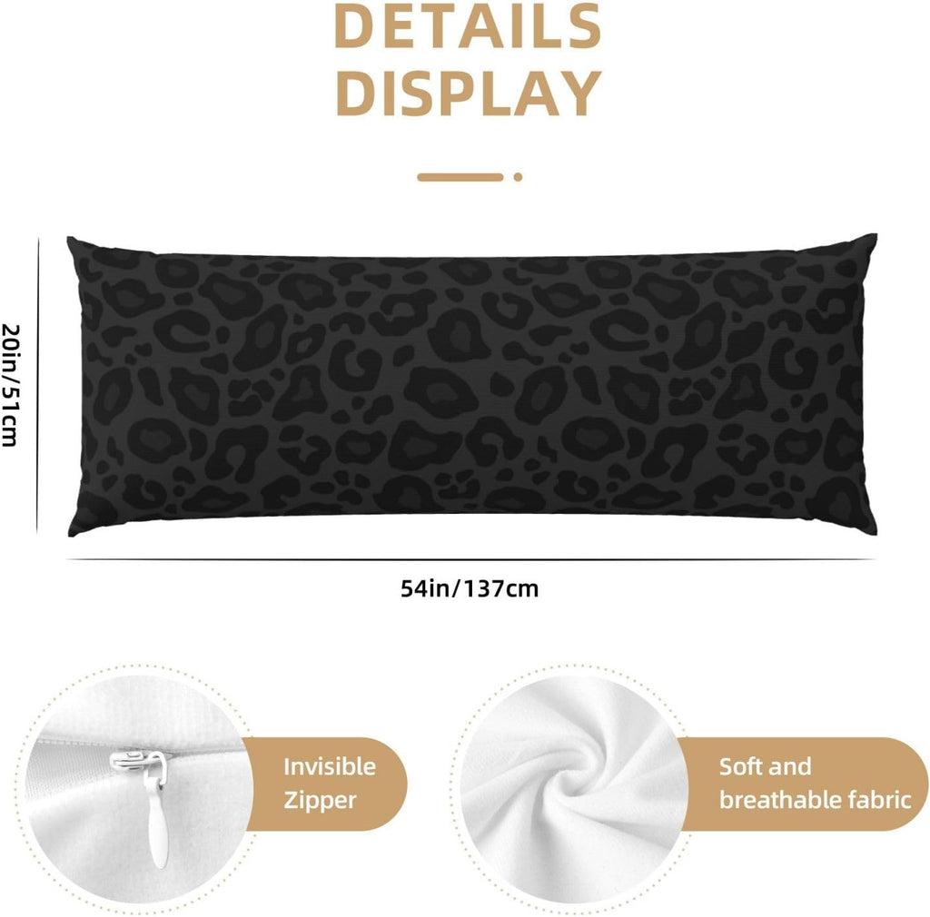 Sovvin Black Leopard Cheetah Print Body Pillow Cover Long Pillow Case with Zipper Decorative Soft Cushion Bedding Pillowcase for Cou…