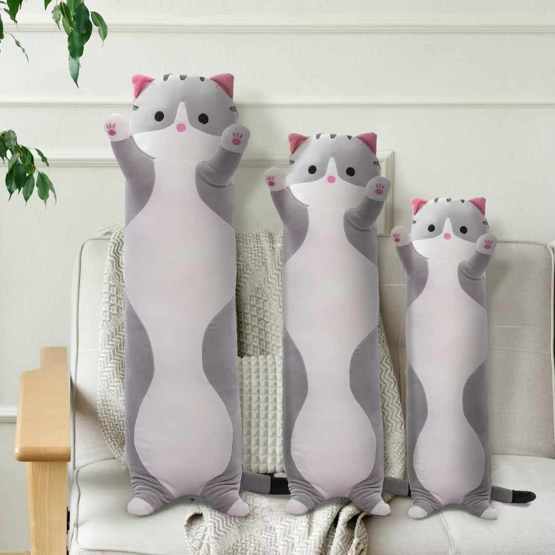 Shinuoer Cute Cat Plush Long Body Pillow – Soft Cartoon Stuffed Animal Doll, Kawaii Cat Plushie Toy Pillow Gifts for Kids, Girls & Girlfrie…