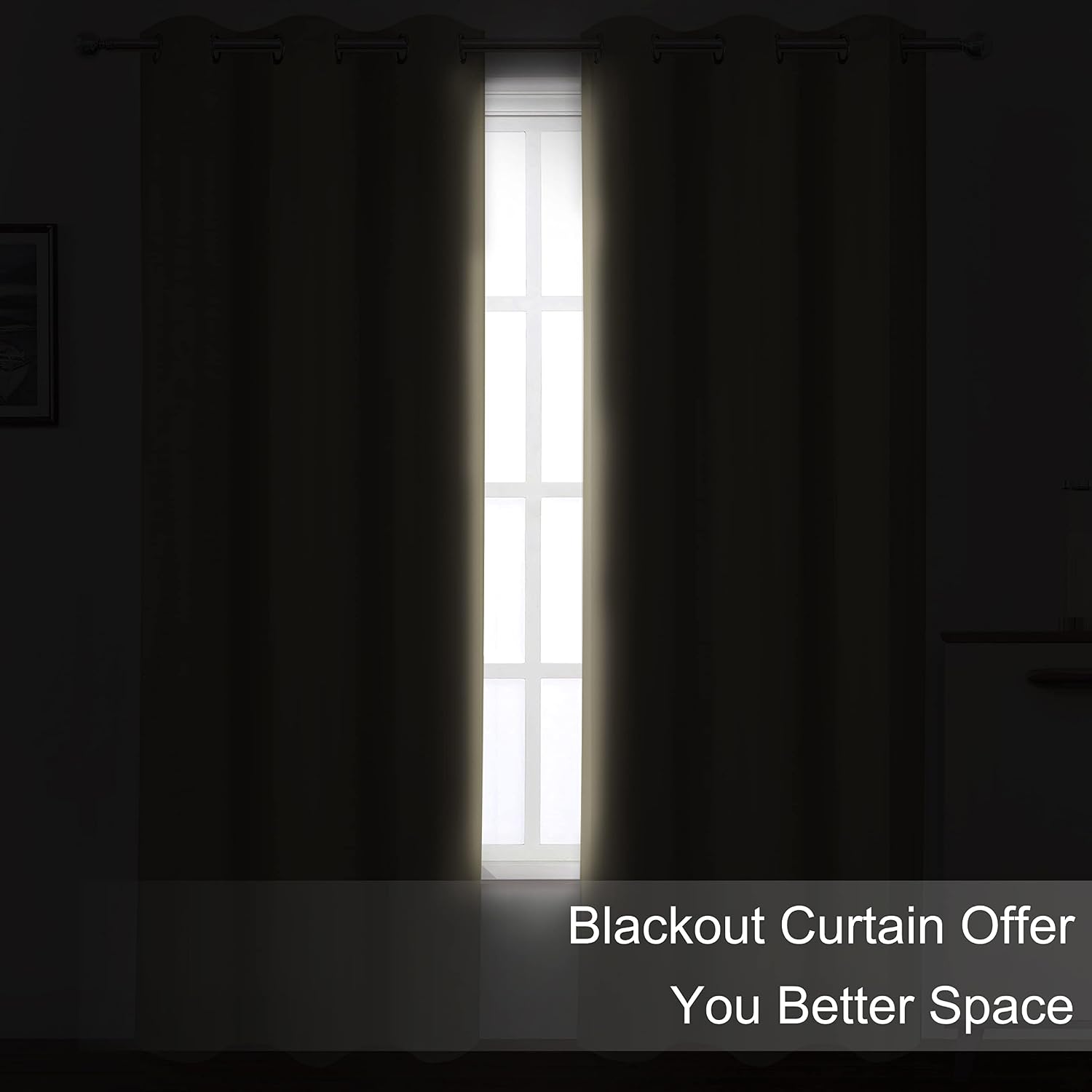 Lemomo Blackout Curtains 42 x 95 inch/Beige Curtains Set of 2 Panels/Thermal Insulated Room Darkening Bedroom Curtains 95 inch silver