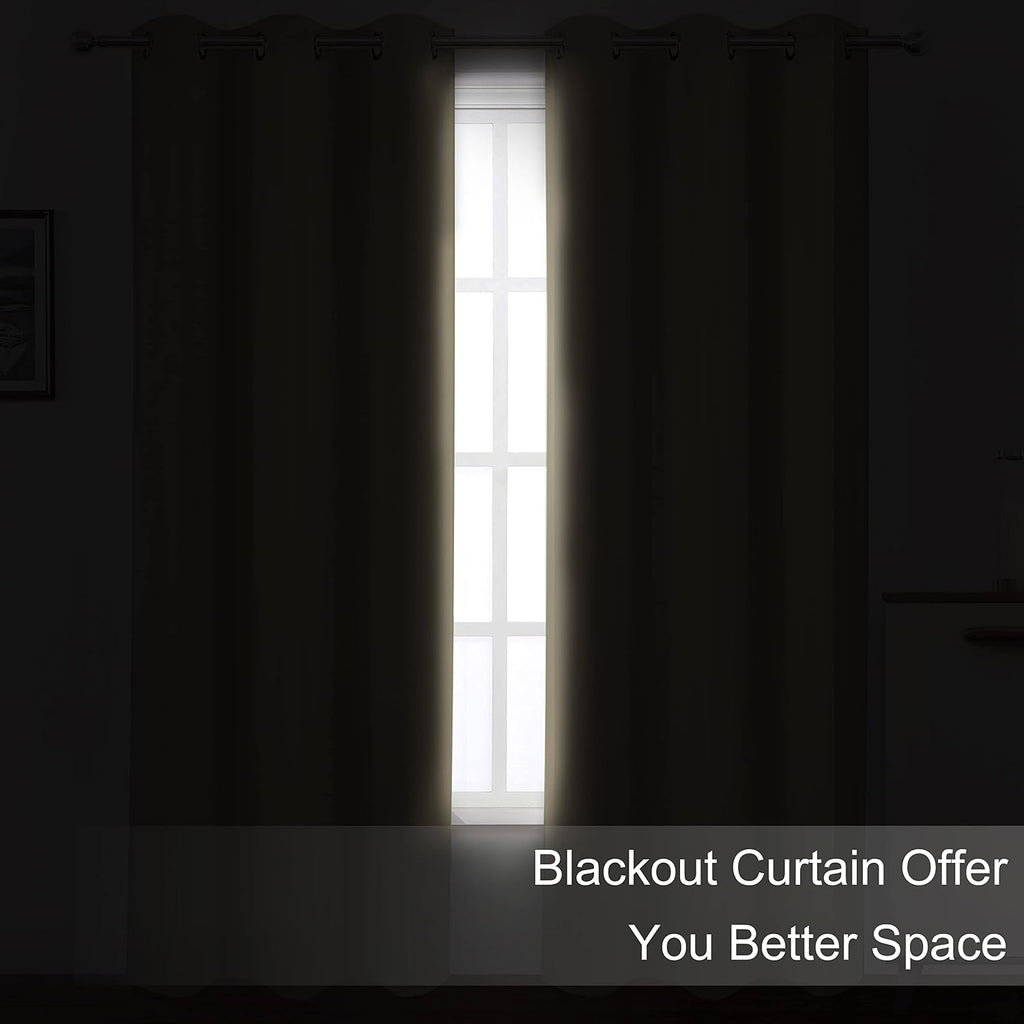 Lemomo Blackout Curtains 66 x 95 inch/Beige Curtains Set of 2 Panels/Thermal Insulated Room Darkening Bedroom Curtains 95 inch silver