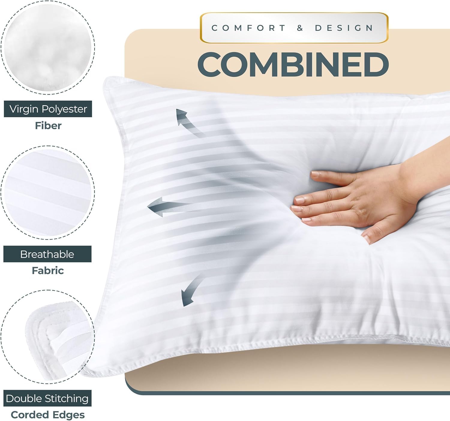 Utopiabedding Utopia Bedding Bed Pillows Queen Size Set of 4 (White), Down Alternative Pillows for Sleeping, Cooling Hotel Quality Pillow S…