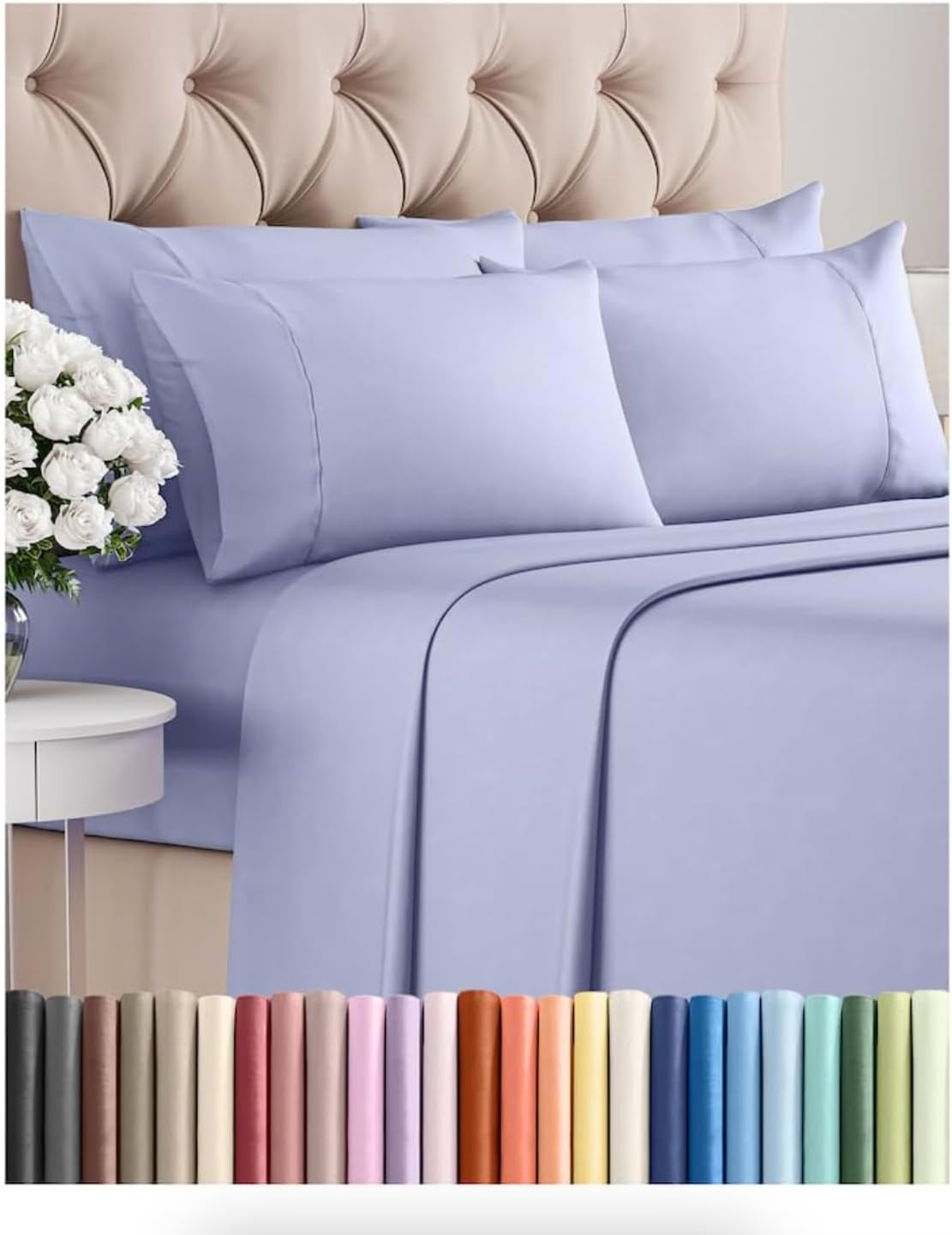 Full 6 Piece Sheet Set - Comfy, Breathable & Cooling - Hotel Luxury Bedding for Women, Men, Kids, Teens and Children - 1 Flat & 1 Fitted…