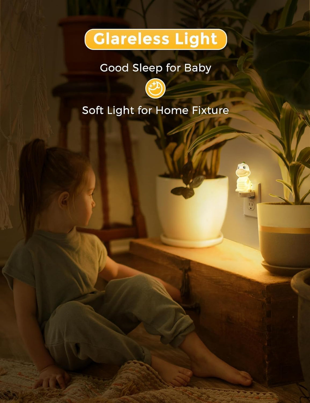 L LOHAS LED Plug in Night Light for Kids,2-Pack 3D Cute Dinosaur Night Lights with Dusk to Dawn Sensor, RGB+Soft White 3000K Dinosaur…