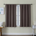 Simplebrand Ava Chocolate Short Blackout Curtains for Bedroom 45 Inches Long 2 Panels Set, Solid Thermal Insulated, Energy Saving Window Tr…