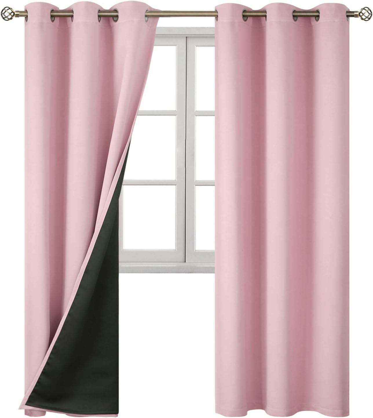 BGment Baby Pink 100% Blackout Curtains for Nursery Bedroom 84 Inch Length 2 Panels, Thermal Insulated Full Light Blocking Grommet Noise Ca…