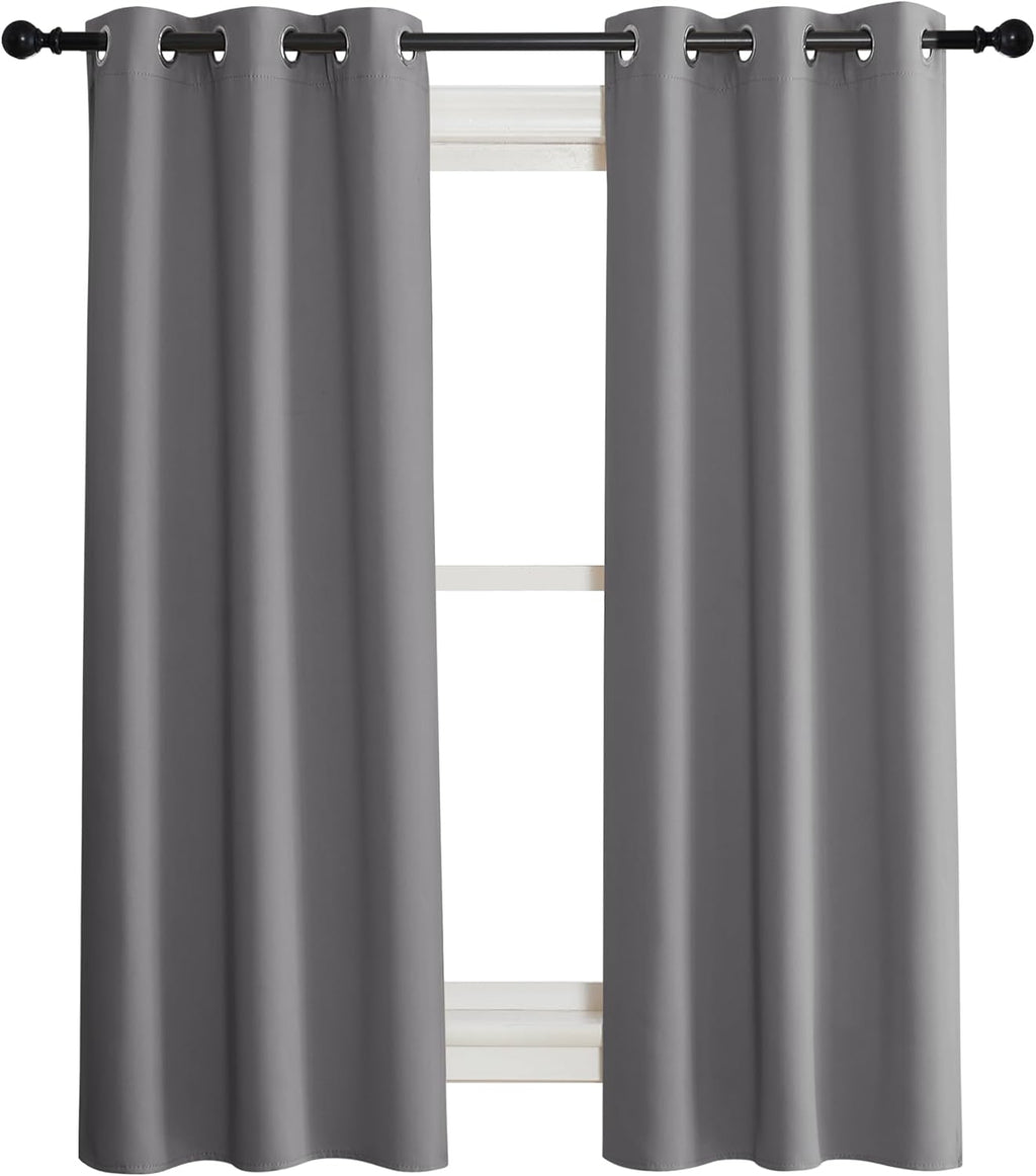 NICETOWN Blackout Curtain Blind for Bedroom, Single Panel, W34 x L63 inches, Grey/Gray, Thermal Insulated Grommet Blackout Room Darkening…