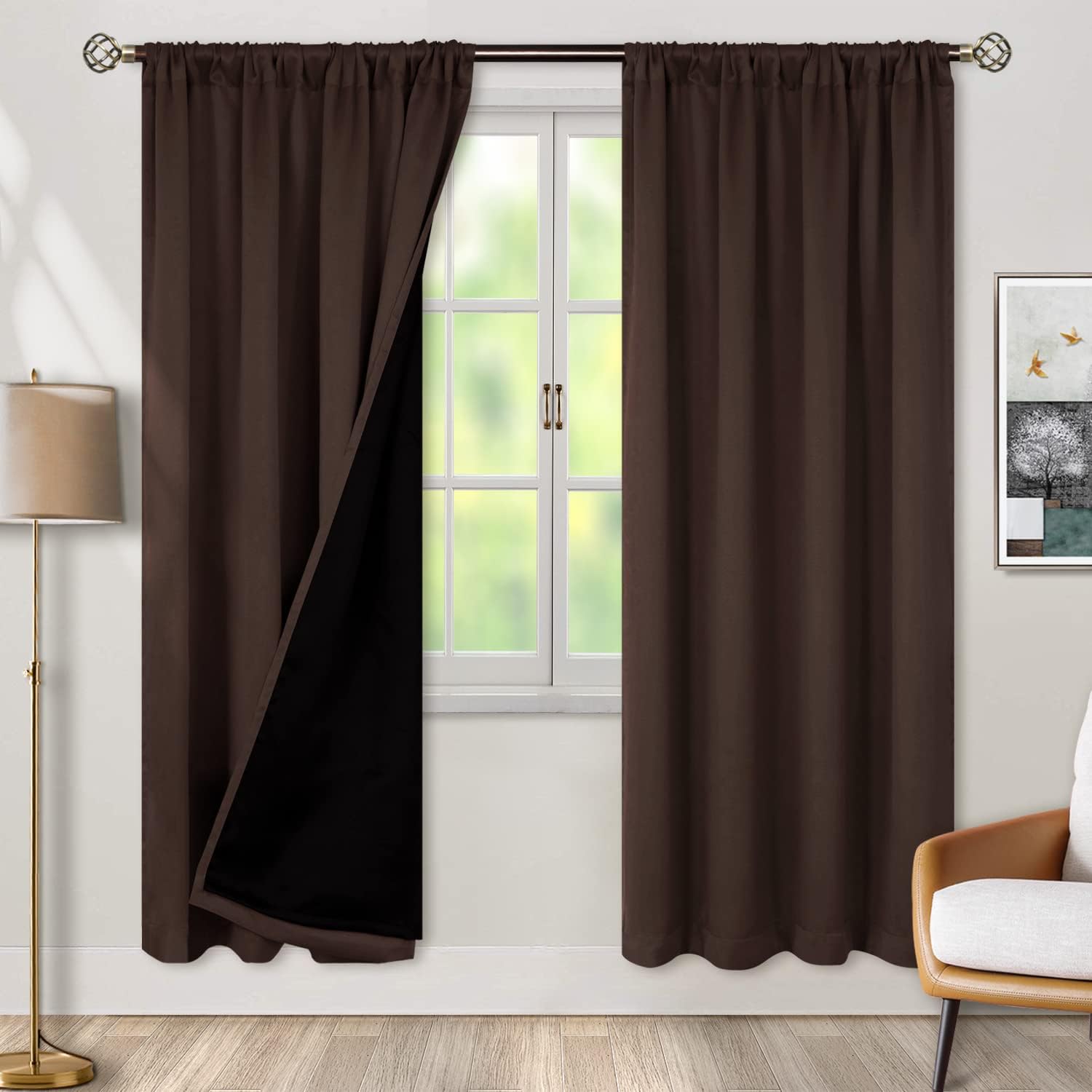 BGment Thermal Insulated 100% Blackout Curtains for Bedroom with Black Liner, Double Layer Full Room Darkening Noise Reducing Rod Pocket…