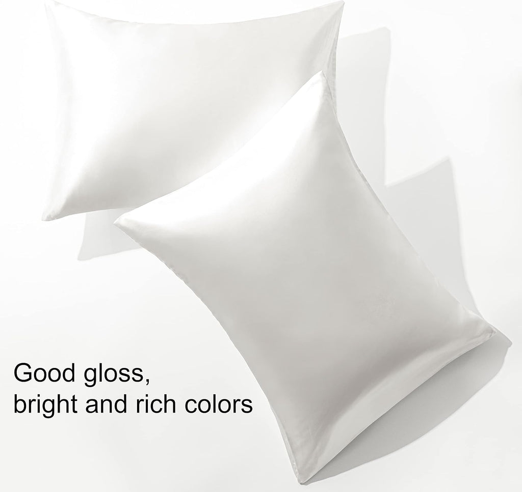 BEDSUM 2 Pack Standard Silk Satin Pillowcases for Hair and Skin, Silky Soft and Luxurious Bedding Pillow Cases with Envelope Closure…