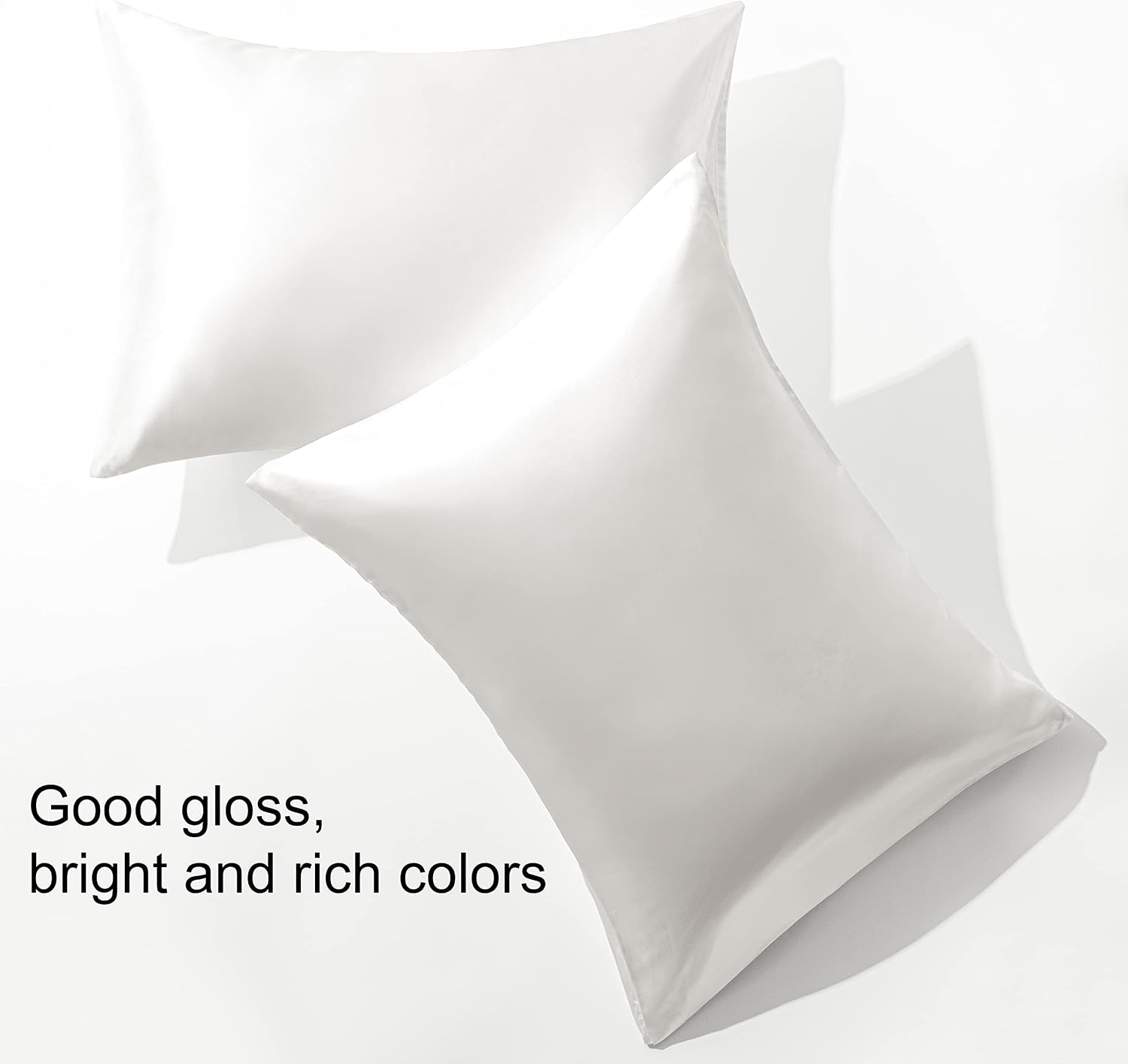 BEDSUM 2 Pack Standard Silk Satin Pillowcases for Hair and Skin, Silky Soft and Luxurious Bedding Pillow Cases with Envelope Closure…