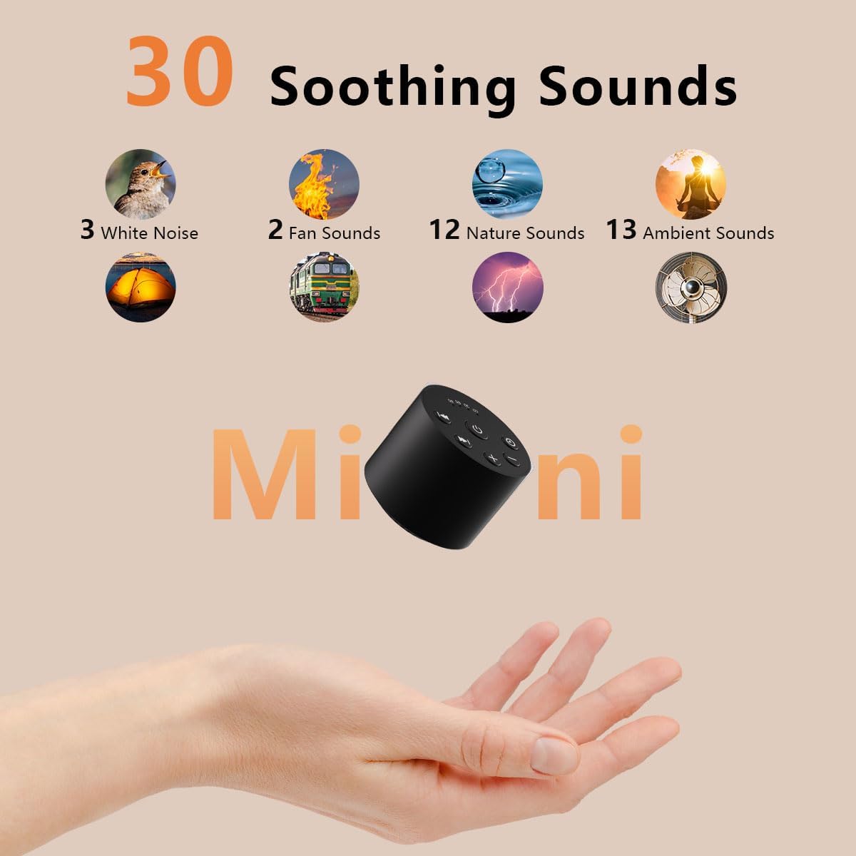 Color Noise Sleep White Noise Portable Sound Machines with 30 Soothing Sounds 32 Levels Volume Compact 4 Timer Options Auto-Off and…