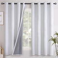 YoungsTex White Linen Blackout Curtains 63 Inch Length for Bedroom, Room Darkening Drapes with Grommet Thermal Insulated for Living Room Wi…