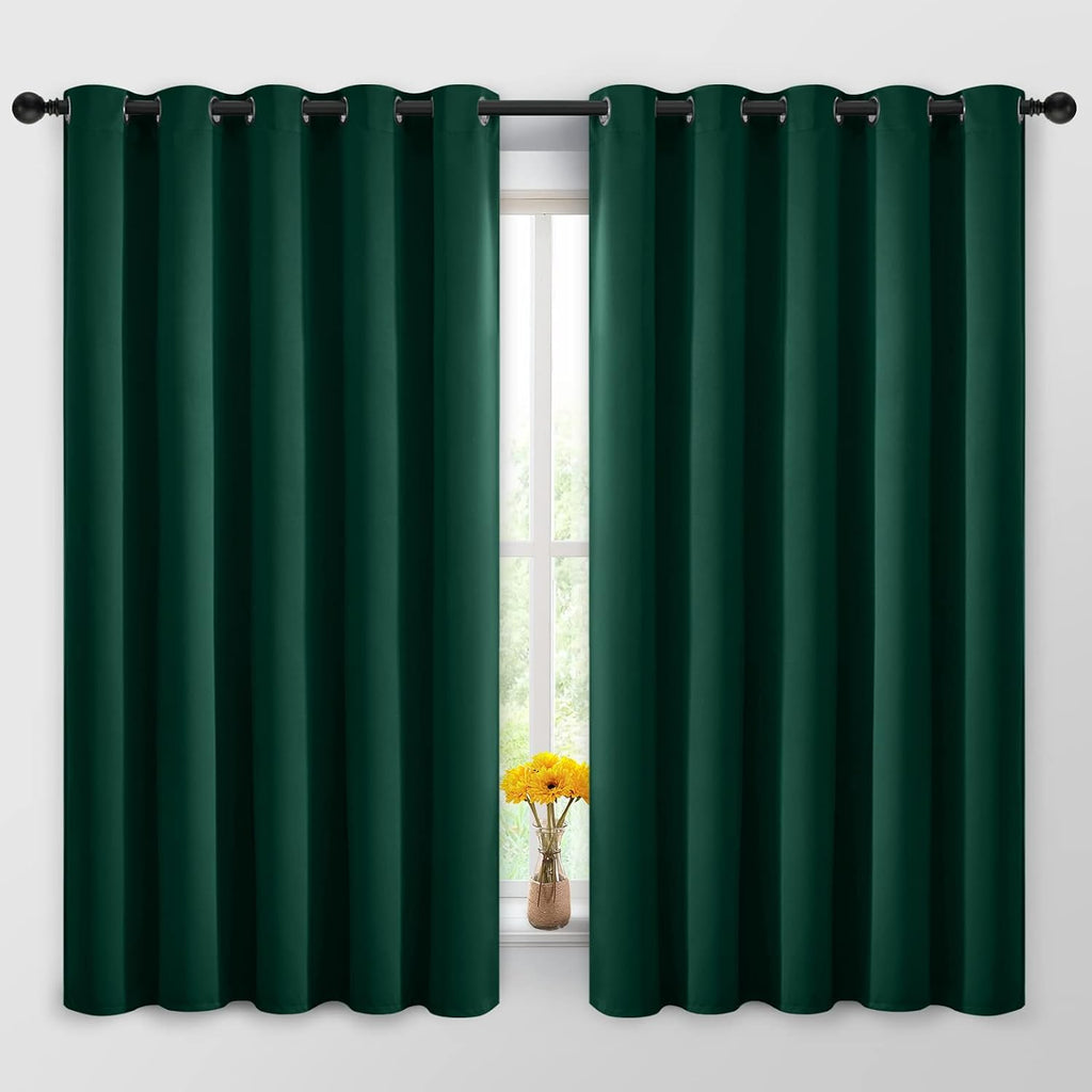 Yakamok Blackout Curtains Room Darkening Thermal Insulated Window Panels, Solid Grommet Top Drapes for Bedroom/Living Room(62Wx63L, Dark…