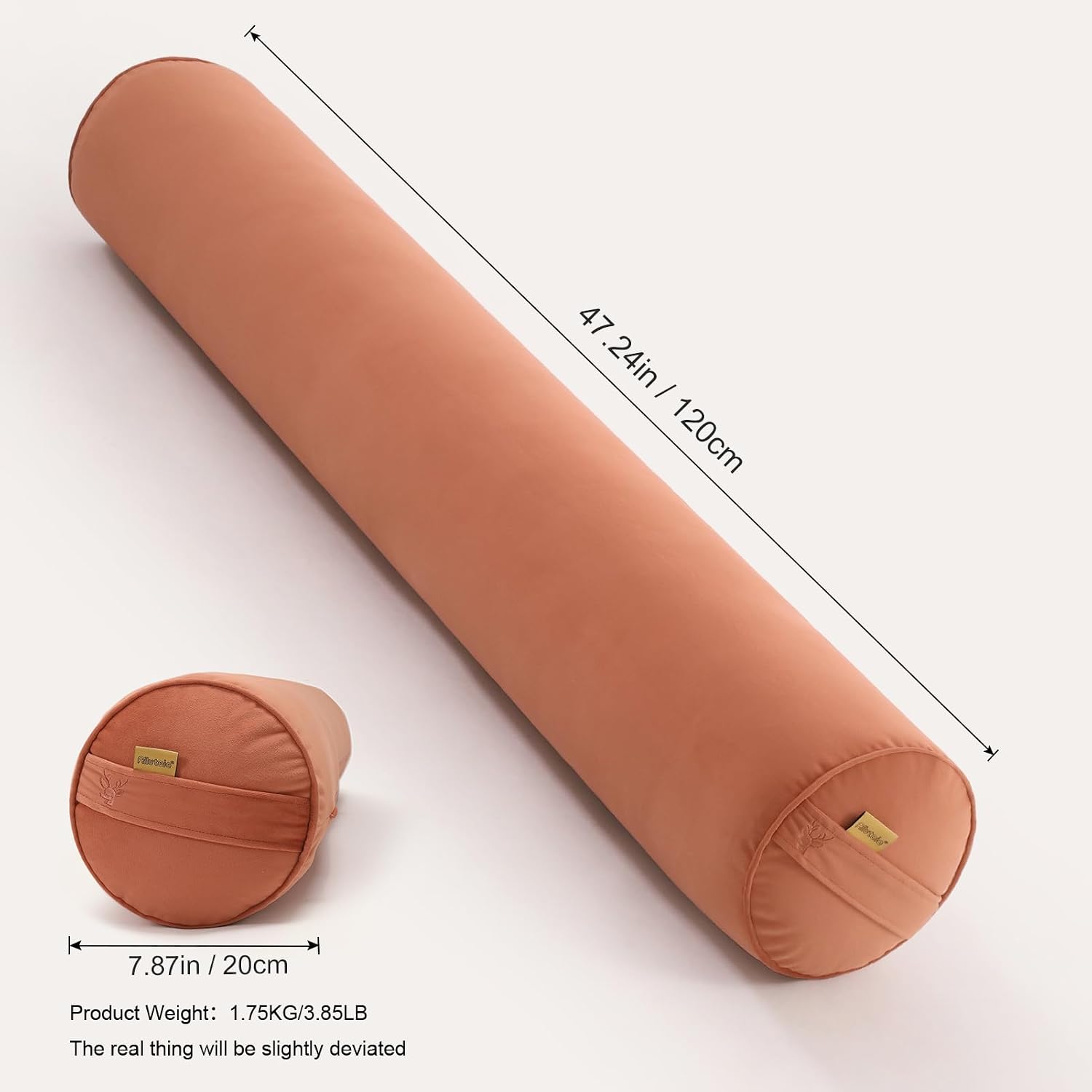 Body Pillow for Adults, Long Round Pillow, Big Cylindrical Pillow, Large Full Bolster Pillows for Side Sleepers (Amber Orange, 47.24"*7.87")