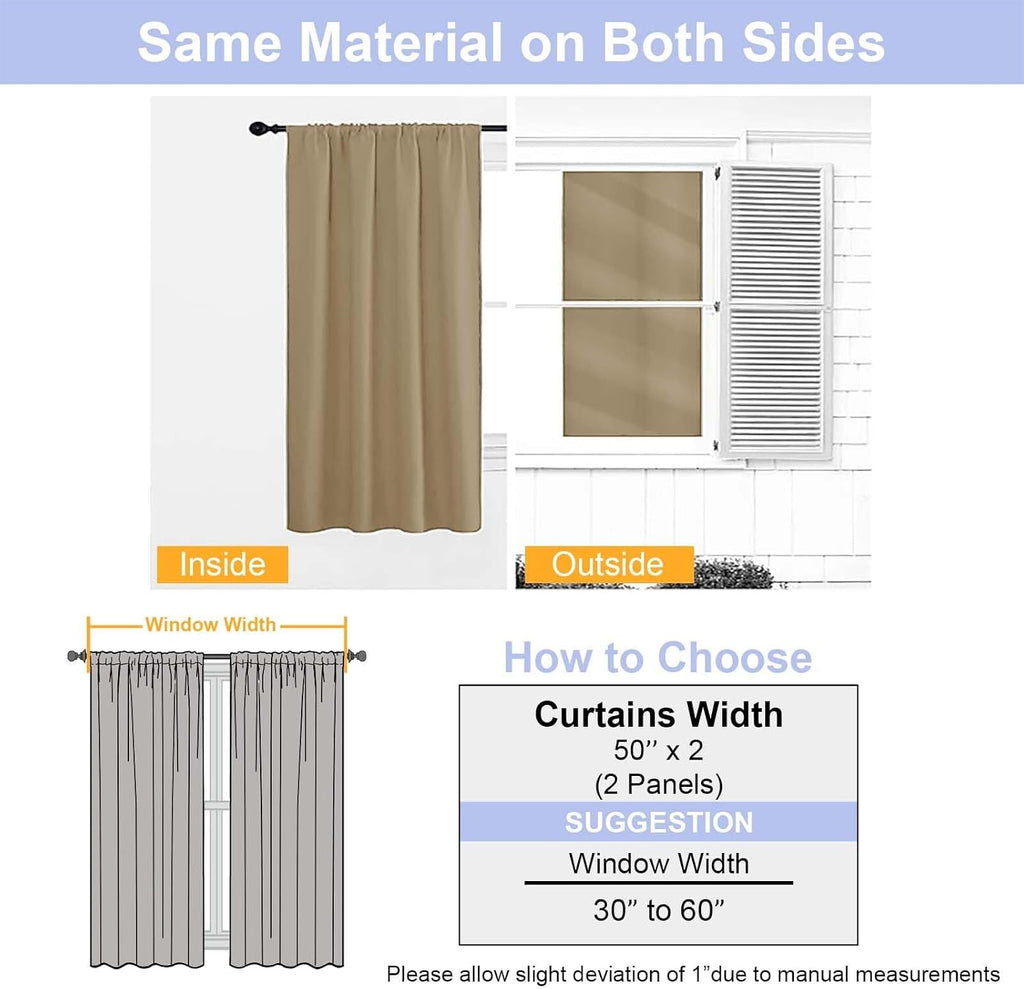 Simplebrand Ava Blackout Curtains for Patio 108 Inches Long 2 Panels Set, Solid Thermal Insulated Room Darkening Rod Pocket Window Treatmen…