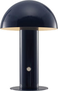 JONATHAN Y 10.75" Navy Rechargeable LED Mushroom Table Lamp, Cordless Portable Bedside Lamp for Living Room Bedroom, 3-Way Dimmable…