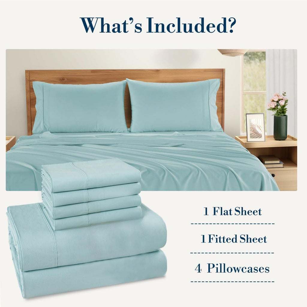 Casa Platino Cal King Sheets Sets – 100% Cotton Cal King Sheets Cooling with 4 Pillowcases, 15" Deep Pocket Fitted Sheet, Crisp & Smooth…