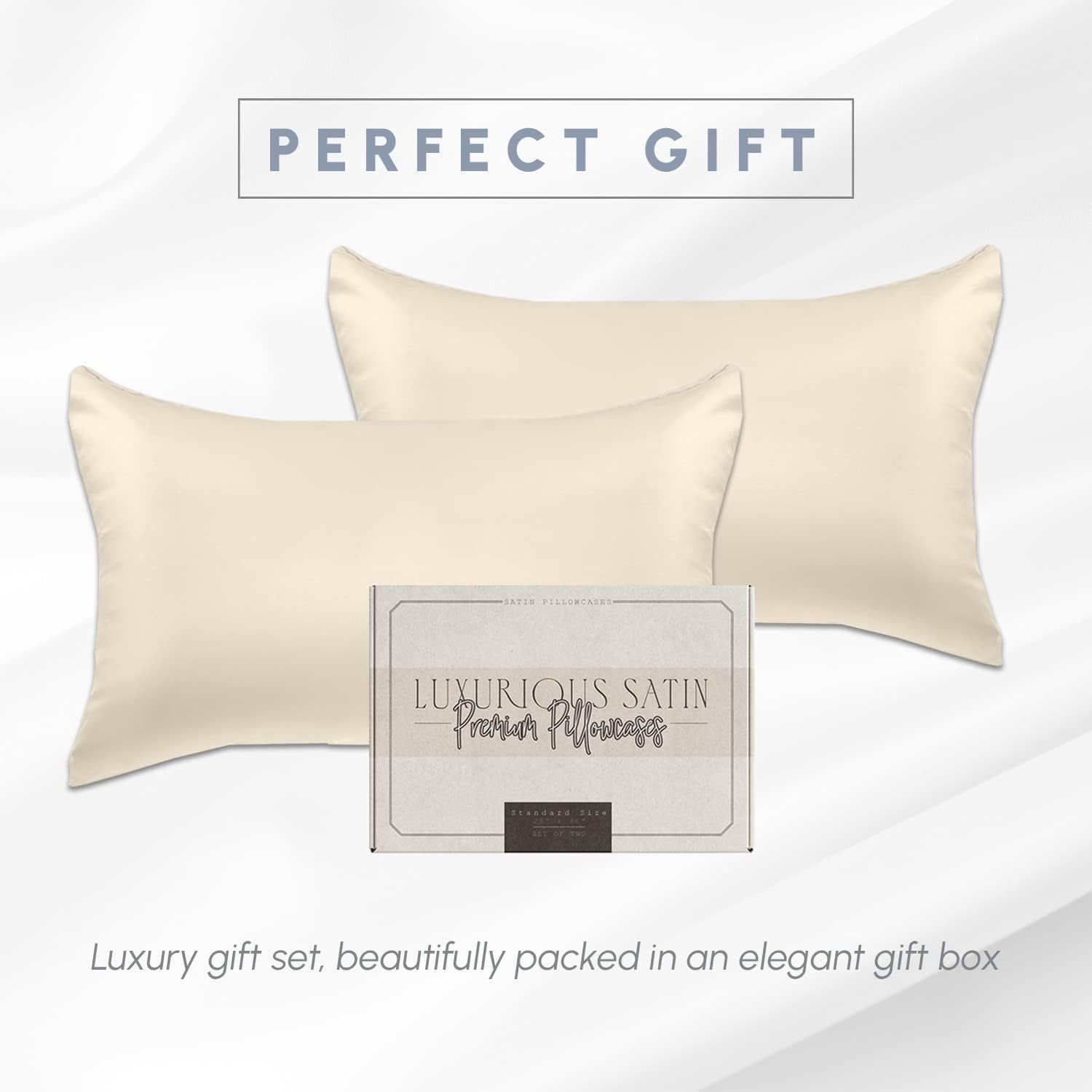 Elegantcomfort Elegant Comfort 2-Pack Cooling Viscose Satin Pillowcase Set with Hidden Zipper Closure, Silky Smooth for Hair and fabric…