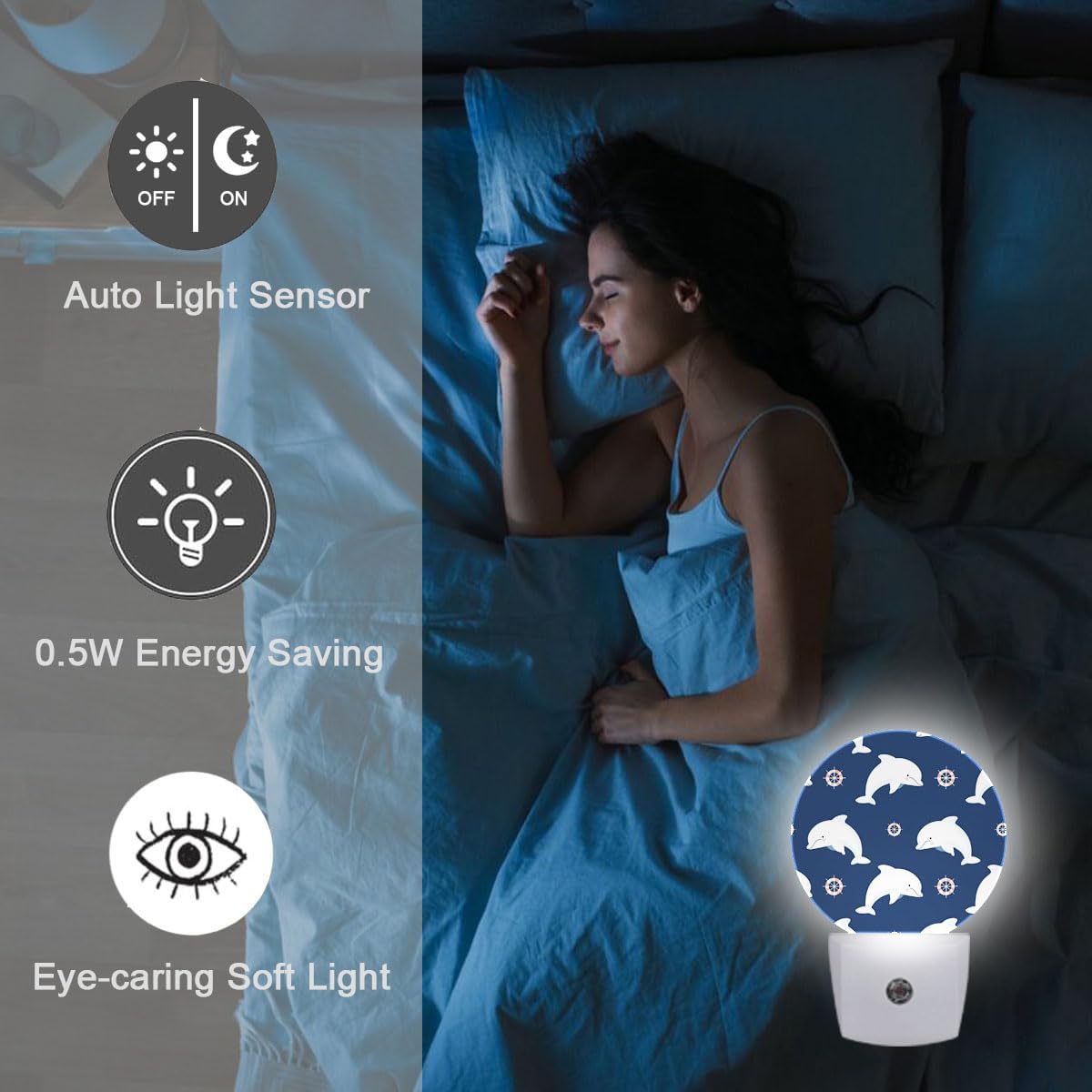 Dolphin Night Light Auto Sensor Led Dusk to Dawn Lamp Home Decor for Men Women