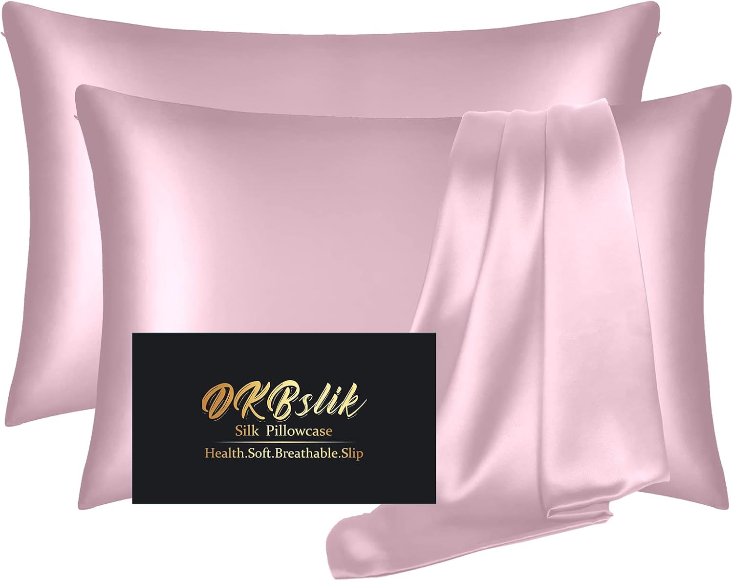 Home Silk Pillowcase 2 Pack, Mulberry Silk Pillow Cases Queen Size Set of 2, Anti Acne Silk Pillowcase for Hair and Skin, Natural Silk Sati…
