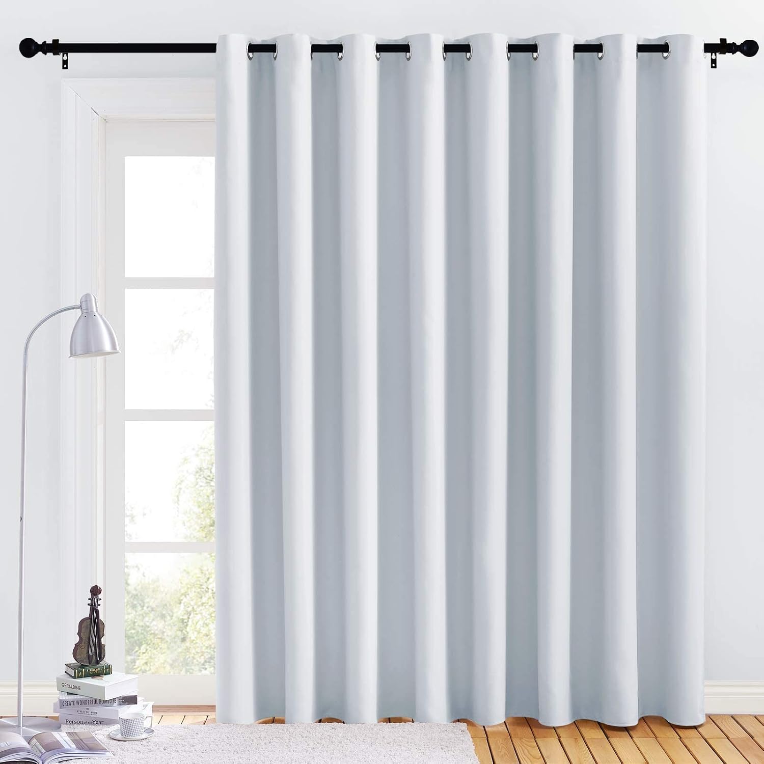 NICETOWN Room Darkening Drape for Nursery - (120 inches Width by 84 inches Length, Greyish White, Sold Individually) Light Blocking…