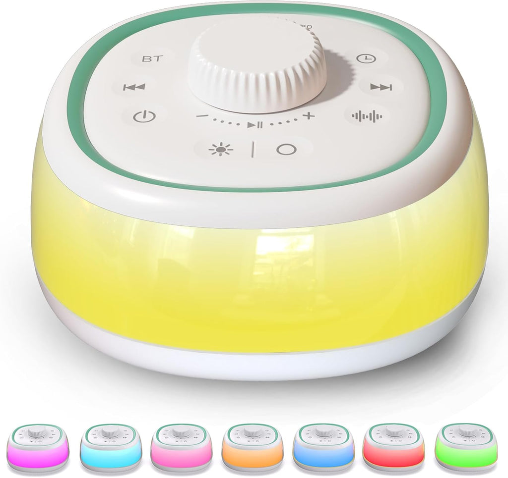 DONOW White Noise Sound Machine with Light Bluetooth, 30 Soothing Sounds, Knob Volume Control, 8 Colors Night Light with Memory Function…