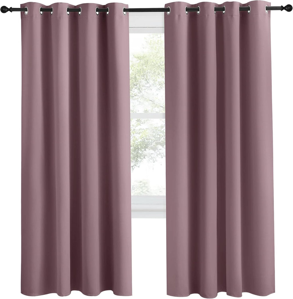 NICETOWN Kitchen Blackout Window Dry Rose Curtain Panel, 1 Panel, 55 by 78 inches Long, Home Fashion Thermal Insulated Solid Grommet Room…