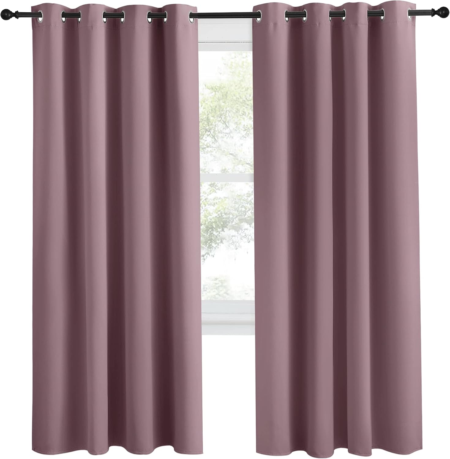 NICETOWN Kitchen Blackout Window Dry Rose Curtain Panel, 1 Panel, 55 by 78 inches Long, Home Fashion Thermal Insulated Solid Grommet Room…