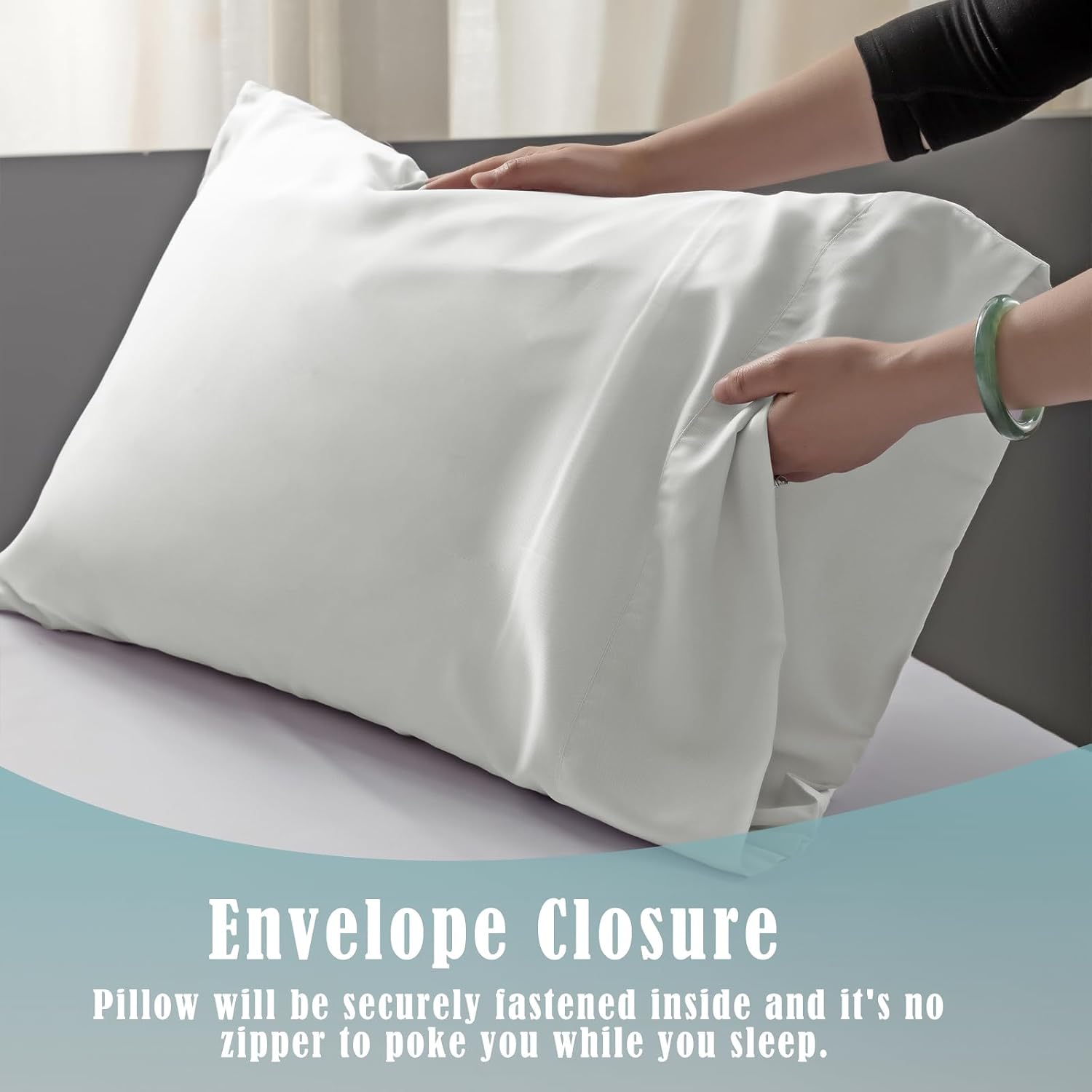 TELUS Pillow Cases Queen Size 2 Pack, Bamboo Rayon & Lyocell Pillowcase with Envelope Closure, Cooling Breathable Pillow Cover for Hot…