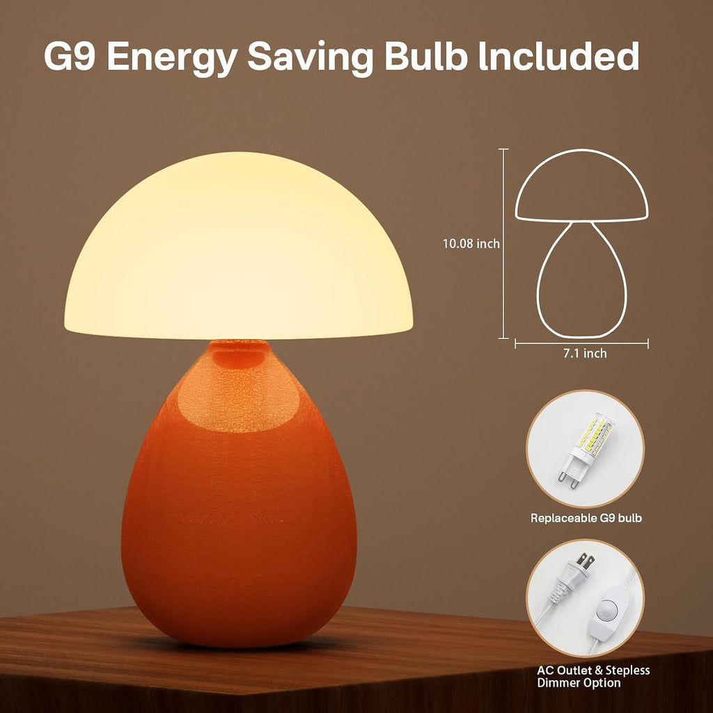 Dawnwake Mushroom Lamp Table Lamp for Bedroom, Ice Crackle Desk Lamp Bedside Small Lamps for Living Room Night Stands, Table Lamps Cute…