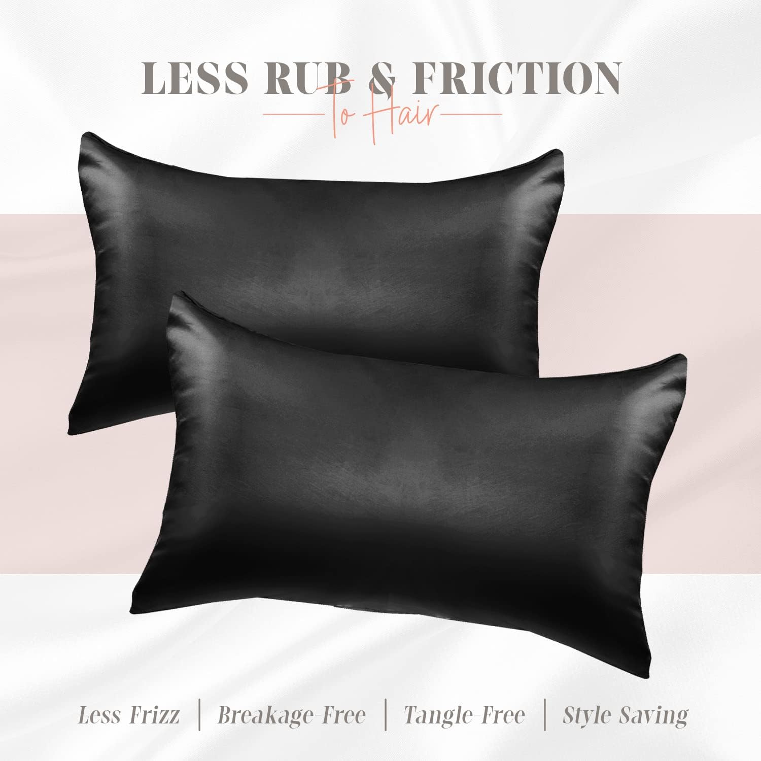 Elegantcomfort Elegant Comfort Silky and Luxurious 2-Piece Satin Pillowcase Set for Healthier Skin and Hair, Hidden Zipper Closure and Beau…