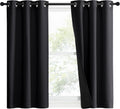 Nicetown Complete 100% Blackout Curtain Set, Black, 37" W by 50" L, Double Panels, Thermal Insulated & Energy Efficiency Window Draperies w…