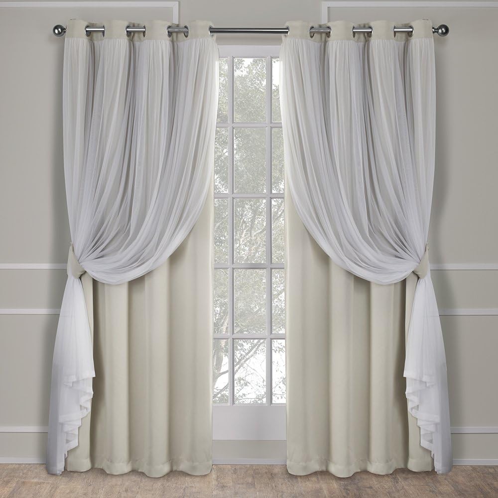 TOWN & COUNTRY LUXE Talia Double Layer Indoor Curtains, Sheer and Room Darkening Blackout, Grommet Top, Energy Efficient, 2-Pack Set…