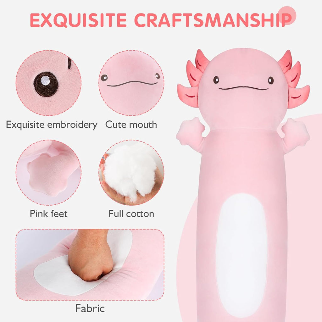 Dalmao 36" Giant Pink Axolotl Stuffed Animal, Cute Soft Long Axolotl Plush Large Body Pillow Big Squishy Plushies Toy, Gift for Kids…