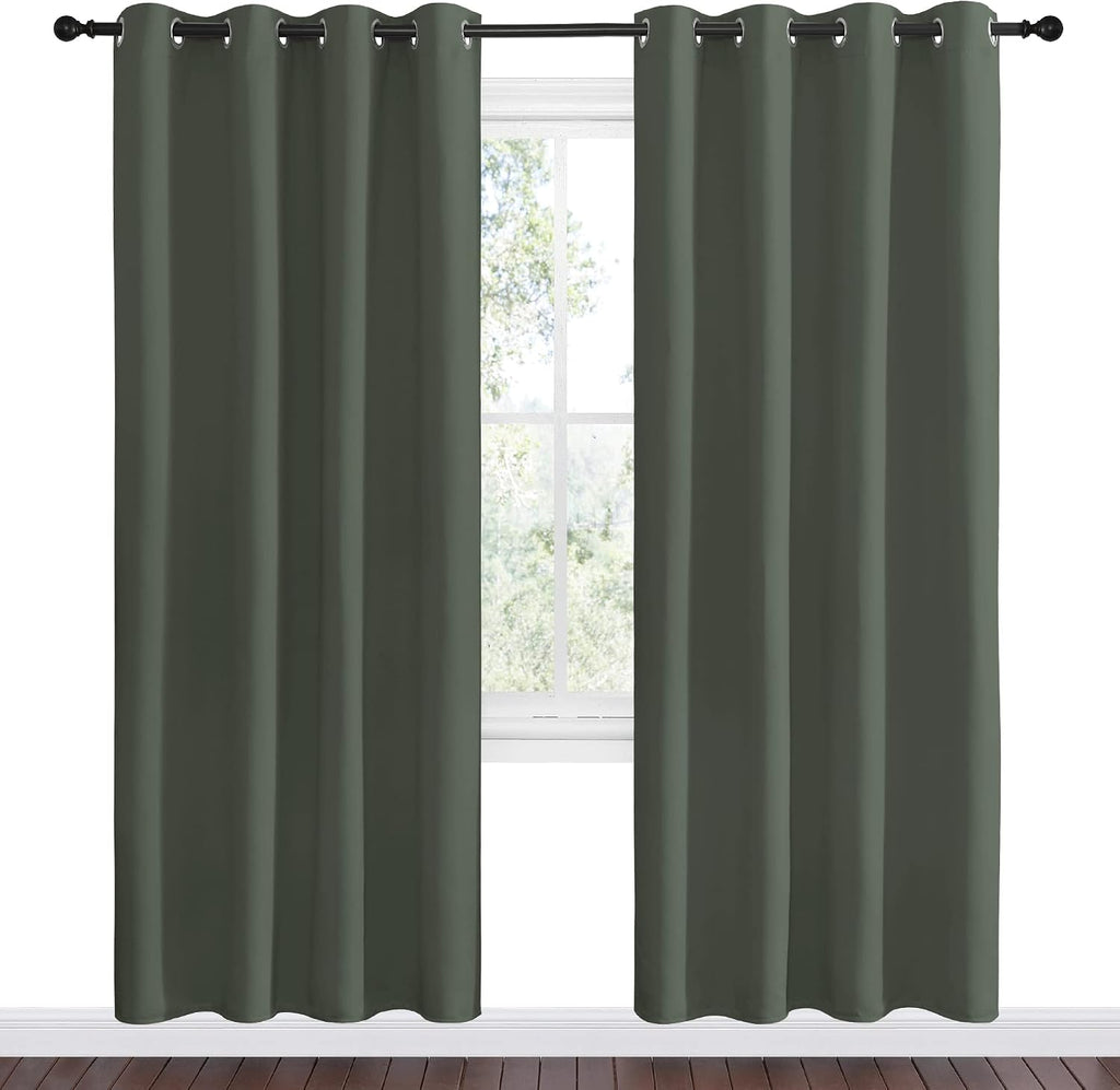 Nicetown Dark Mallard Blackout Curtain Panel Grommet - Home Decorations Thermal Insulated Solid Grommet Top Blackout Living Room Panels/Dra…