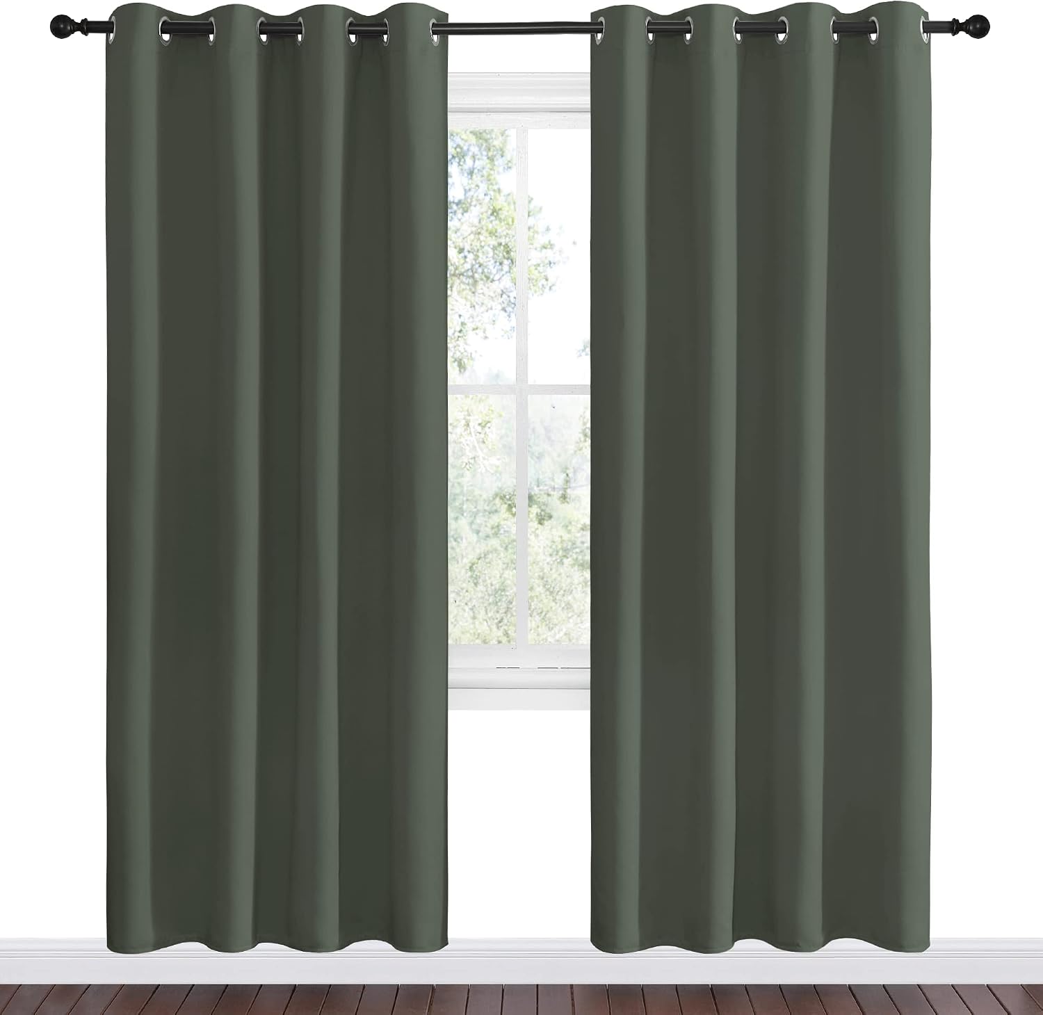 Nicetown Dark Mallard Blackout Curtain Panel Grommet - Home Decorations Thermal Insulated Solid Grommet Top Blackout Living Room Panels/Dra…