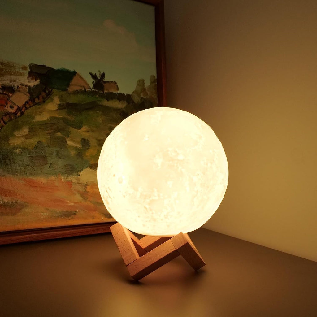 LOGROTATE Moon Lamp, 16 Colors LED Night Light for Kids 3D Printing Moon Light with Stand& Remote/Touch Control & Timing, Moon Light Lamp…