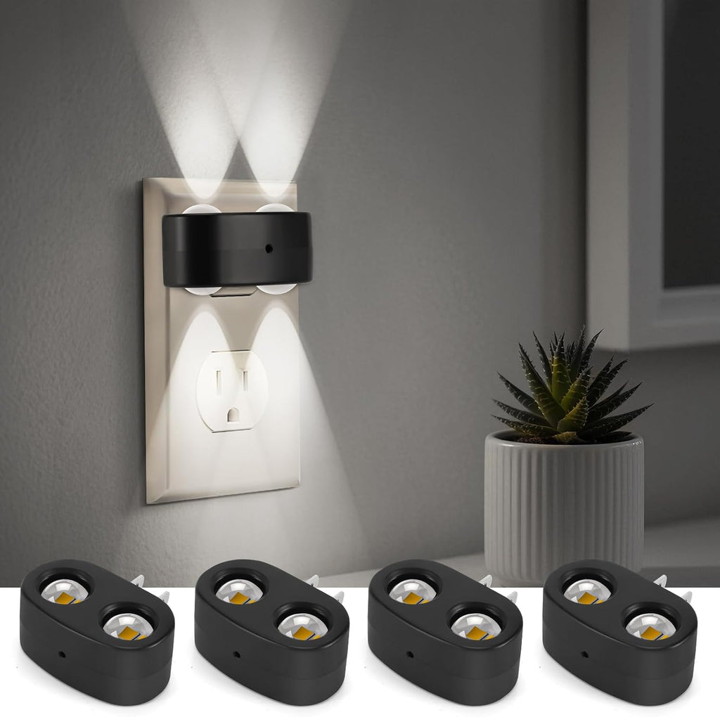 4 Pack LED Night Light Plug-in Wall, 100 Lumens 4000K Cool White, Auto On/Off Dusk to Dawn Sensor, Adjustable Swivel Head for Indoor –…