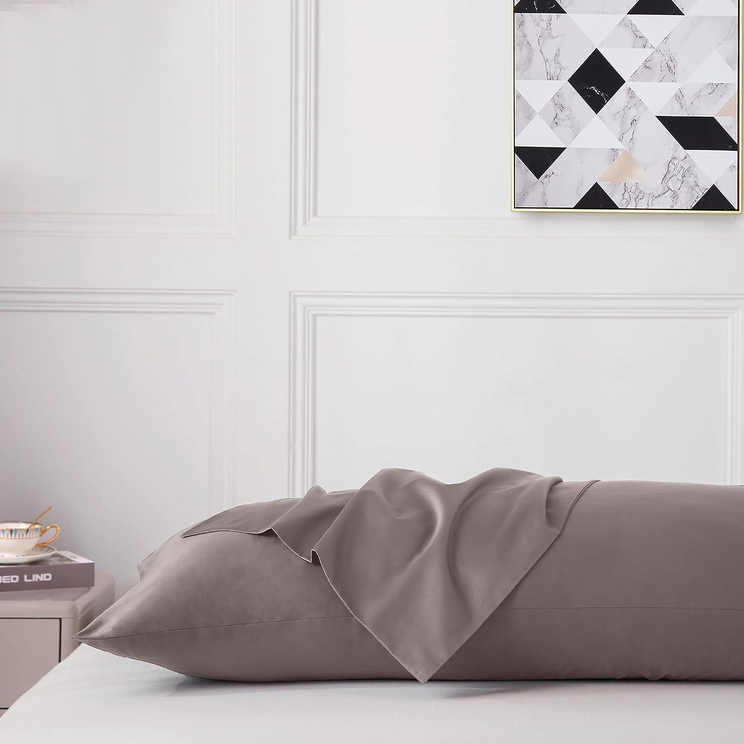 Leeden Body Pillow Cover, 100% Cotton, 800 Thread Count, Soft Breathable Long Pillow Case, Envelope Closure (Light Taupe,21"x 54") Cotton